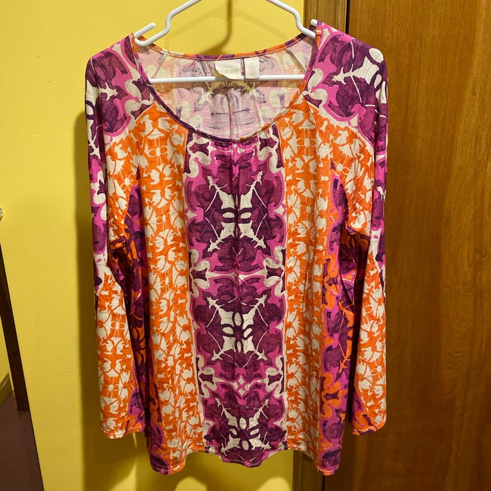 Chico’s Printed Blouse with flare sleeves
